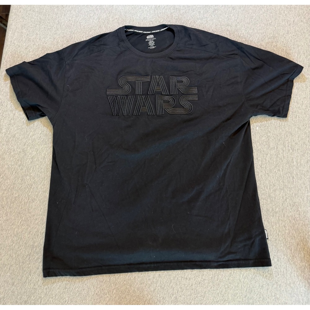 Star Wars Disney Store Mens XL T-Shirt Black Tonal Embroidered Logo New